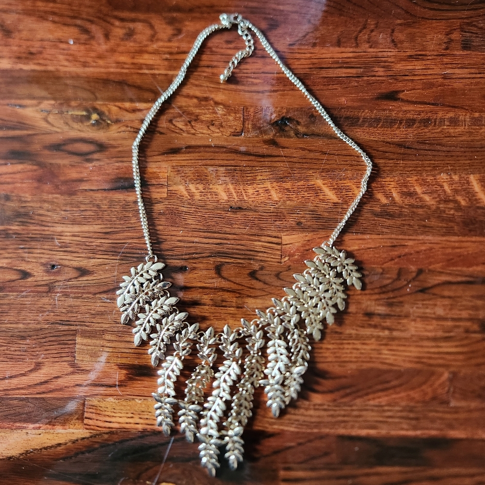 Goldtone Leaf Statement Necklace - image 2
